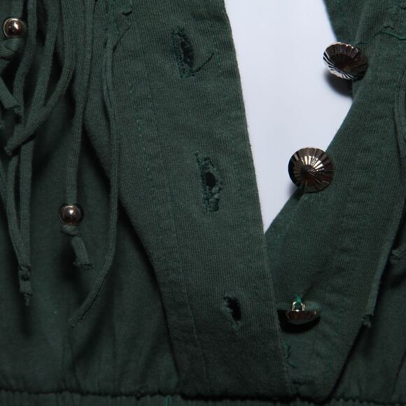 Vintage Bonnie Fringe Bodice Jumpsuit Size Medium Cotton Made in USA - Picture 8 of 12